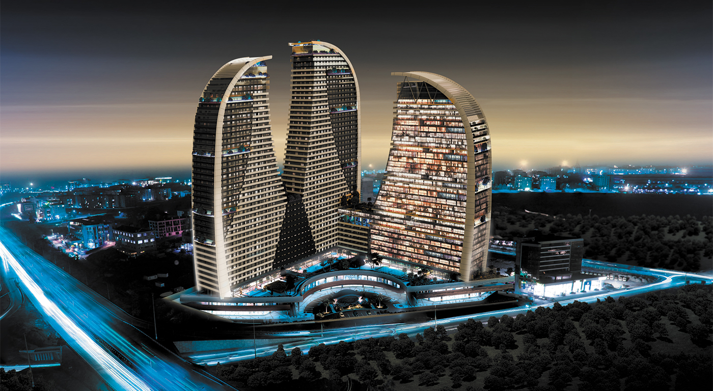 Sembol İstanbul kulelerinin gece görünümü